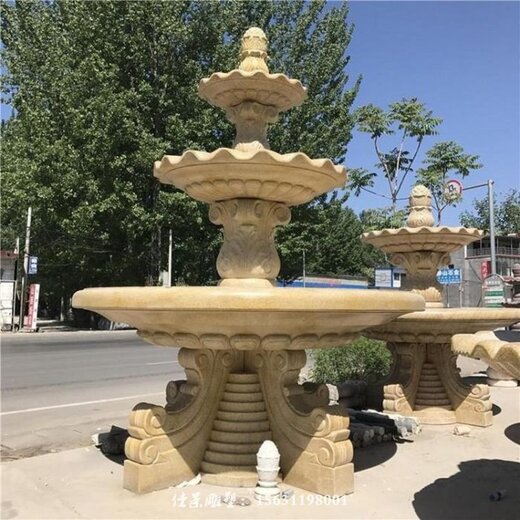 鄂州廣場漢白玉石雕噴泉可定制,大理石噴泉雕塑